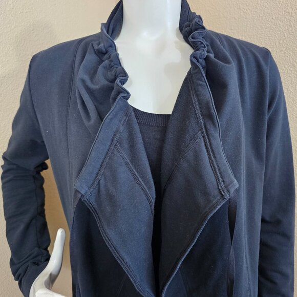 LUCY Black Open Front Athletic Sweatshirt Cardigan~Size  M - Picture 3 of 11